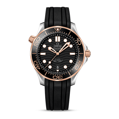 Seamaster Diver 300M 42 mm, steel - Sedna™ gold on rubber strap - 210.22.42.20.01.002 - MegaGIZZ WATCH